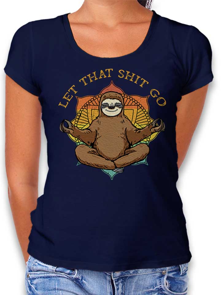 Yoga Sloth Camiseta Mujer azul-marino L
