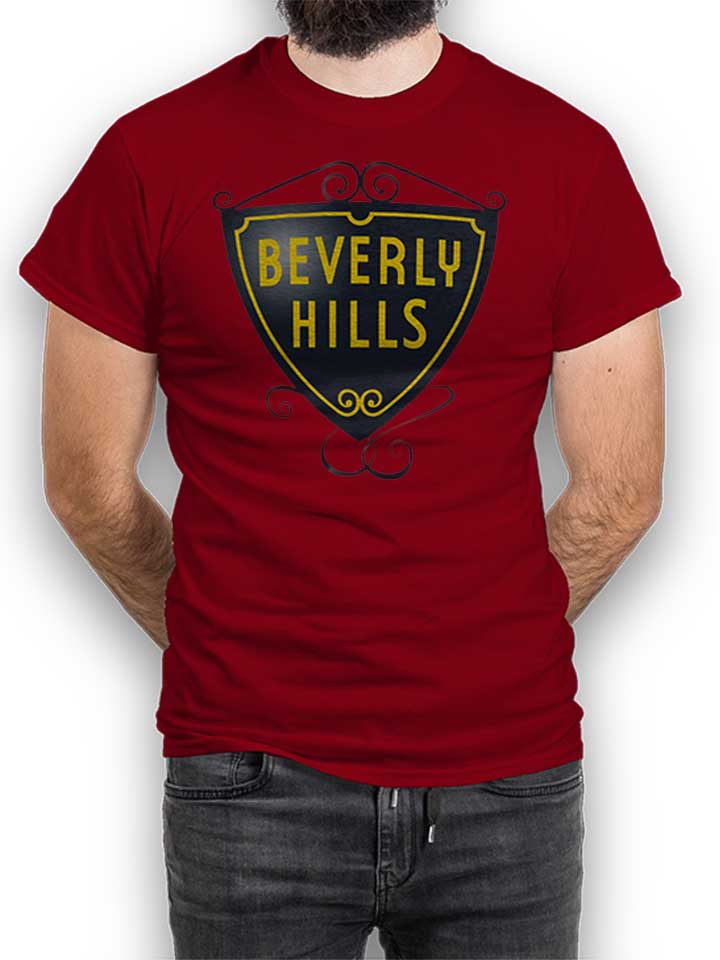 Berverly Hills Logo Camiseta burdeos L