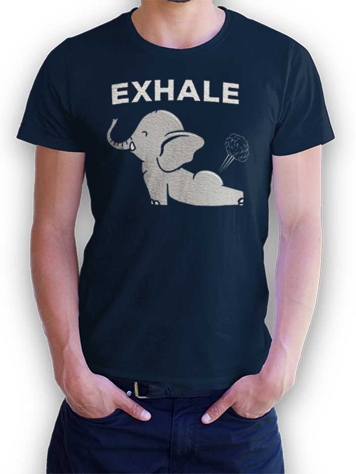 Exhale Elephant Yoga Camiseta azul-marino L