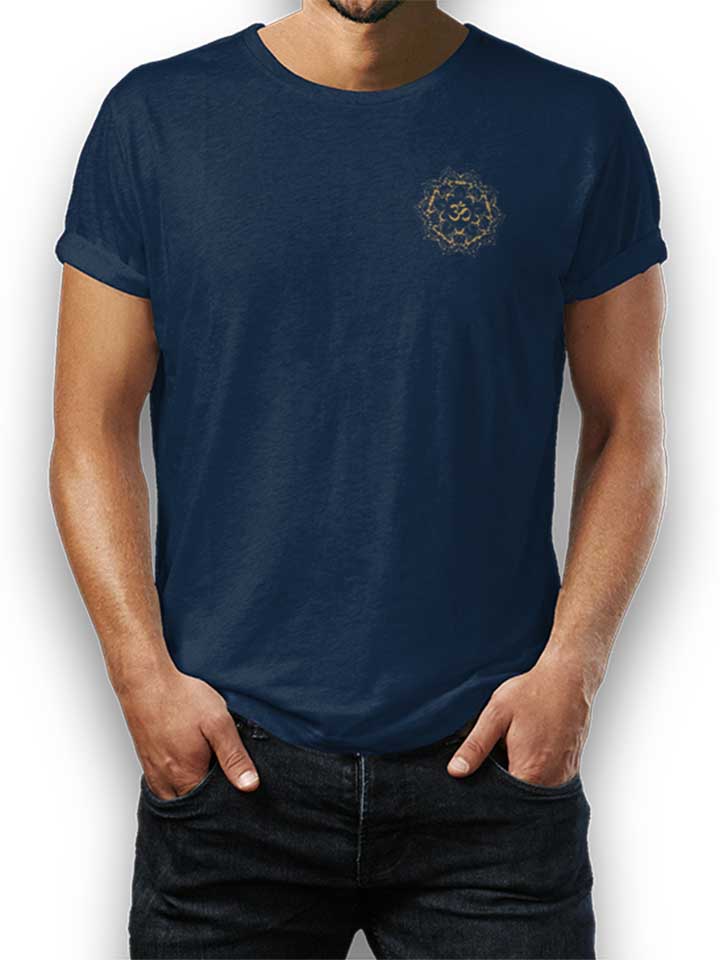 Golden Om Mandala Chest Print Camiseta azul-marino L