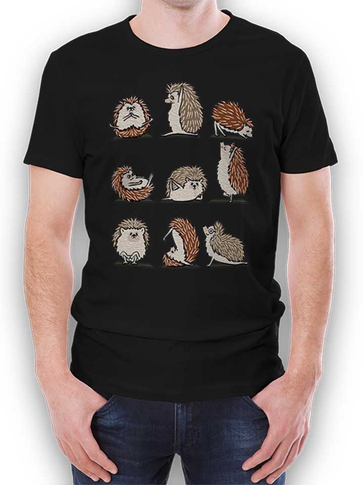 Hedgehog Yoga Kinder T-Shirt schwarz 110 / 116