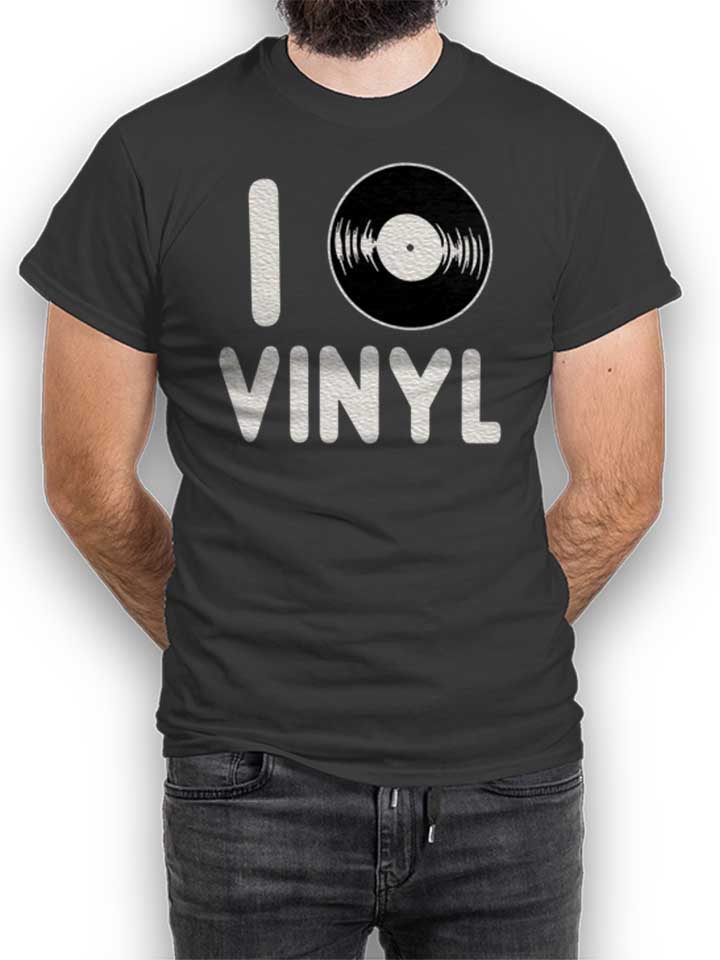 I Love Vinyl T-Shirt gris-fonc L