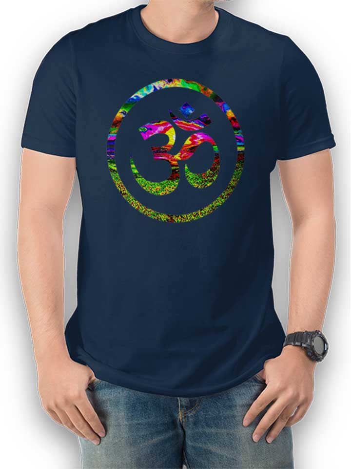 Om Symbol Batik T-Shirt navy L