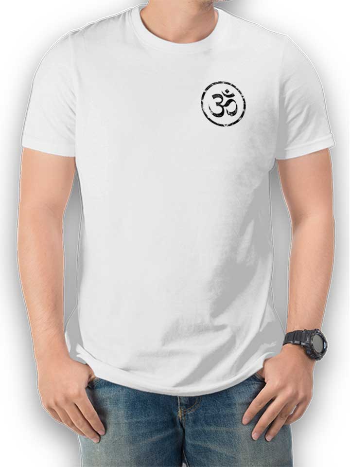 om-symbol-vintage-chest-print-t-shirt weiss 1