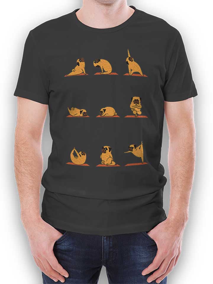 Pug Yoga T-Shirt gris-fonc L
