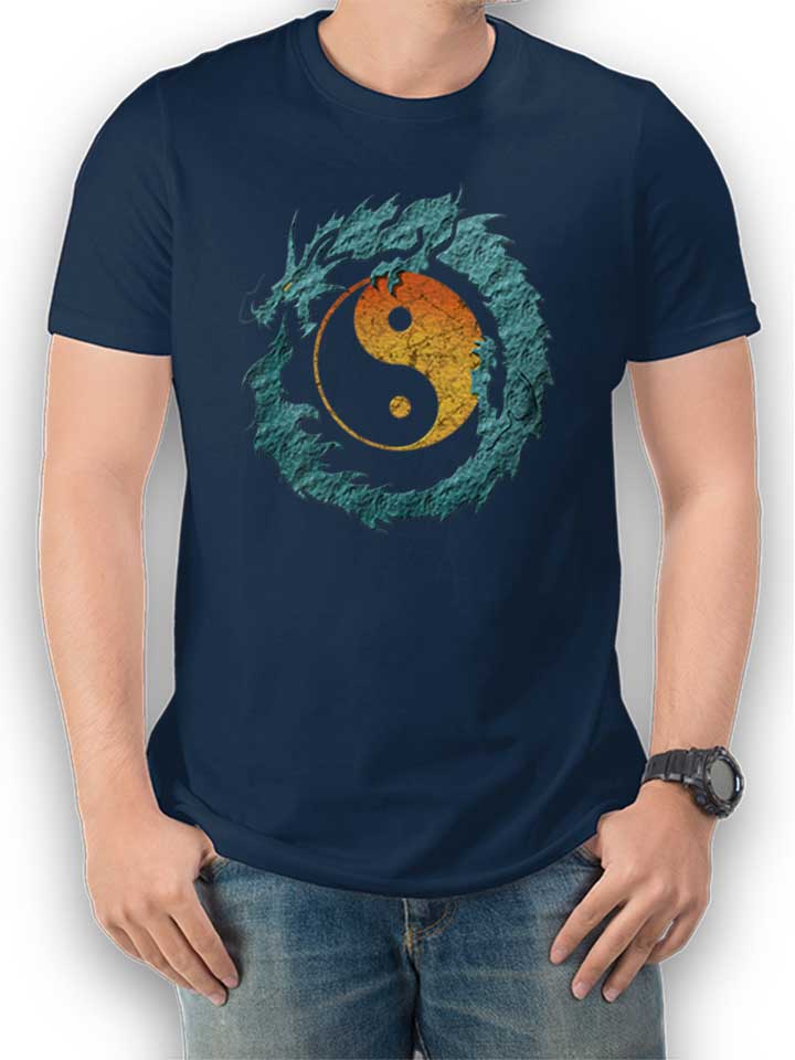 Yin Yang Dragon Camiseta azul-marino L