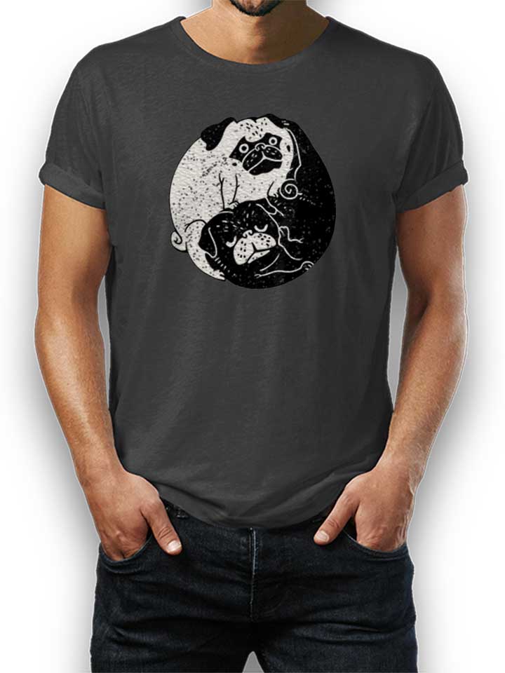 Yin Yang Pugs Camiseta gris-oscuro L