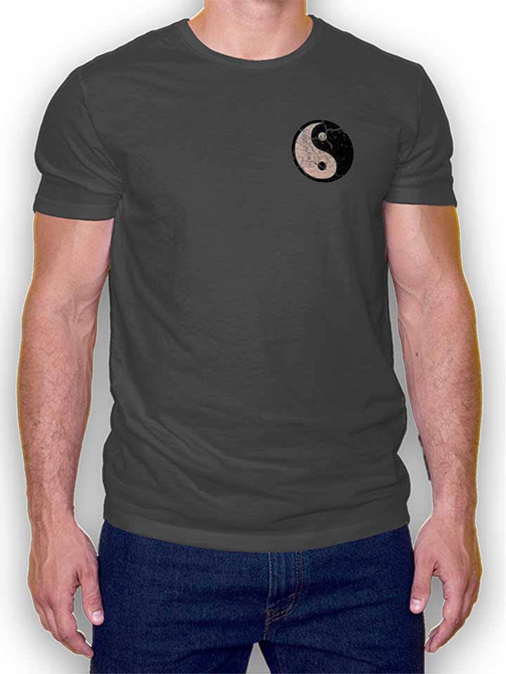 Yin Yang Vintage Chest Print Camiseta gris-oscuro L