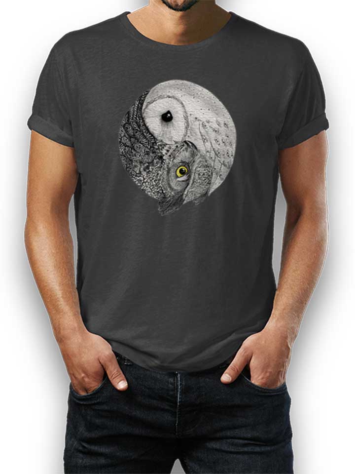 Yinn Yang Owls T-Shirt gris-fonc L